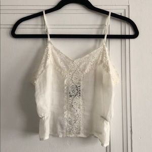 REFORMATION WHITE/SHEER LACE CROP